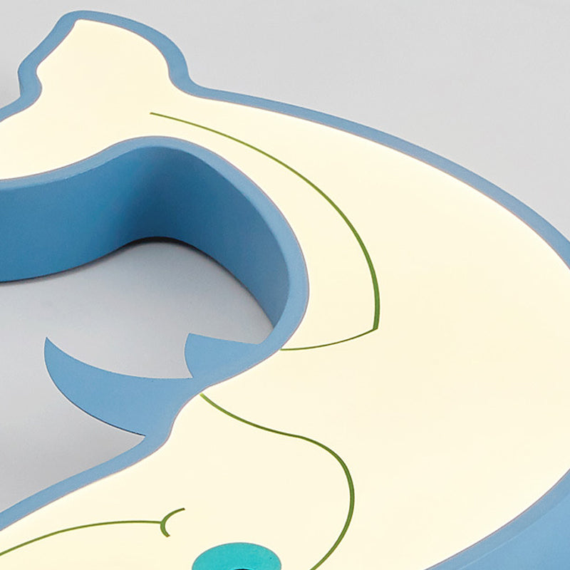 LED-Pendelleuchte im modernistischen Stil mit Acrylschirm, blauer Delphin, nah an der Decke, für Kinder, 14"/16,5" Breite