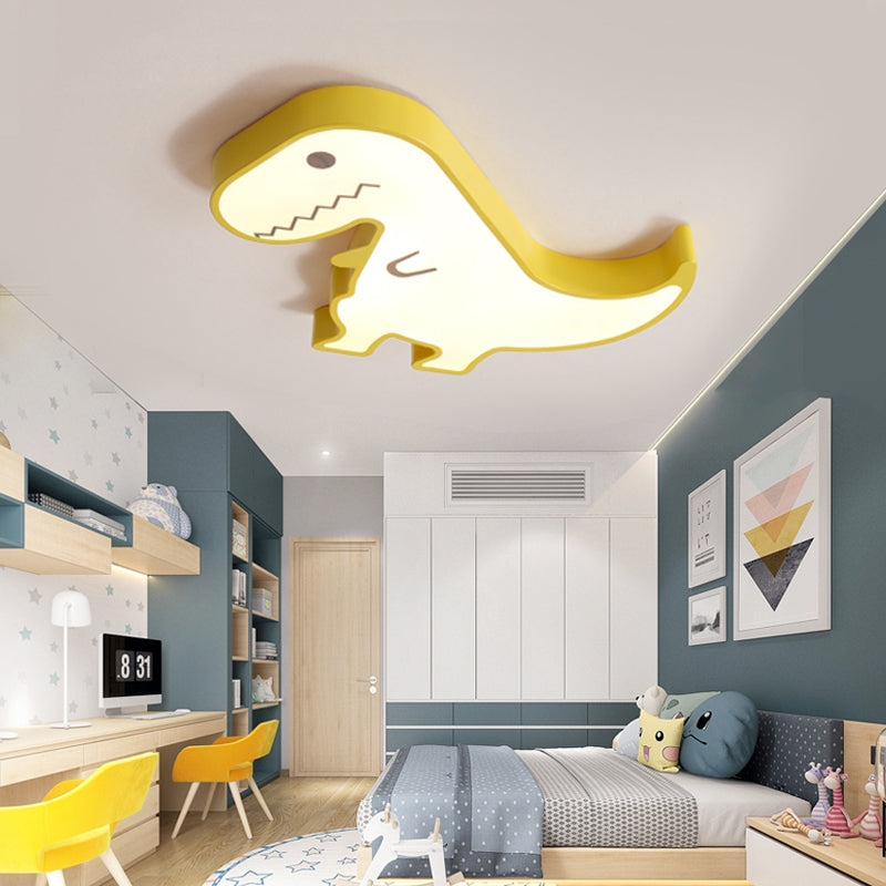 LED-slaapkamer inbouwlamp met dinosaurus acryl kap cartoonstijl geel/wit plafondverlichting, warm/wit licht