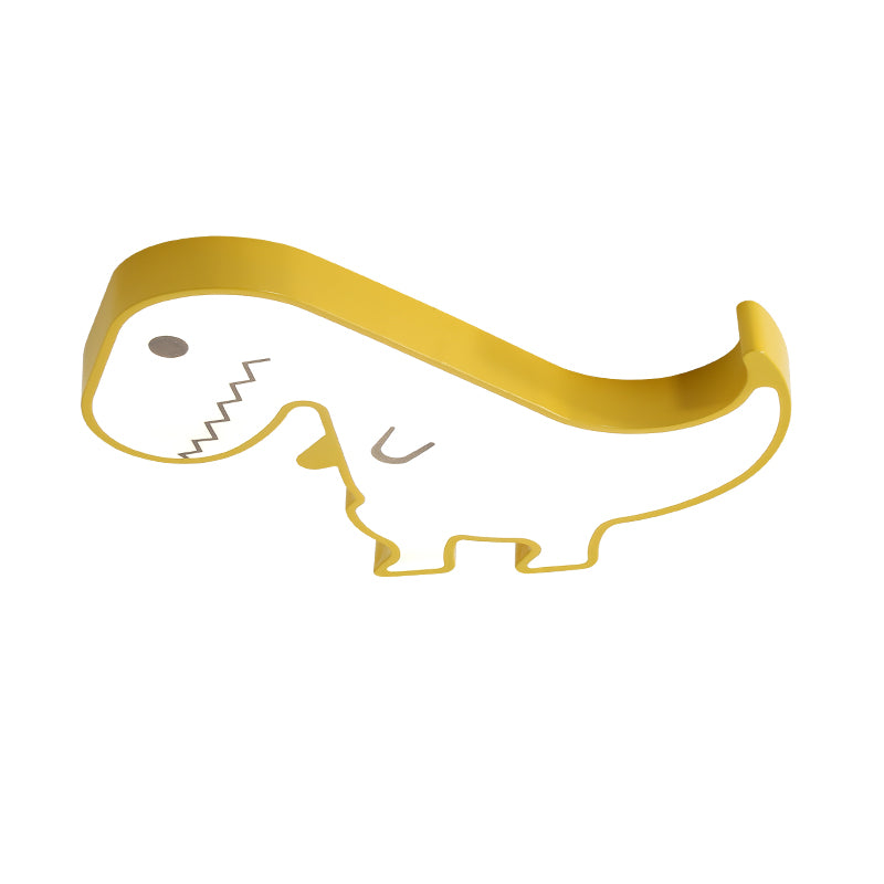 LED Bedroom Flush Mount Light with Dinosaur Acrylic Shade Cartoon Style Yellow/White Ceiling Lighting, Warm/White Light