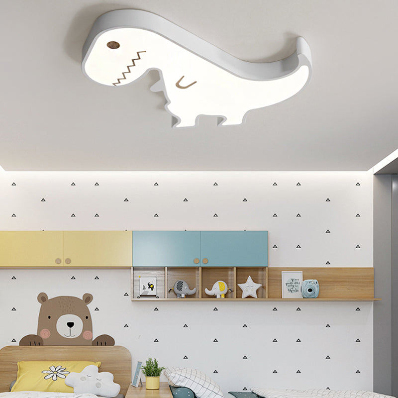 LED-slaapkamer inbouwlamp met dinosaurus acryl kap cartoonstijl geel/wit plafondverlichting, warm/wit licht