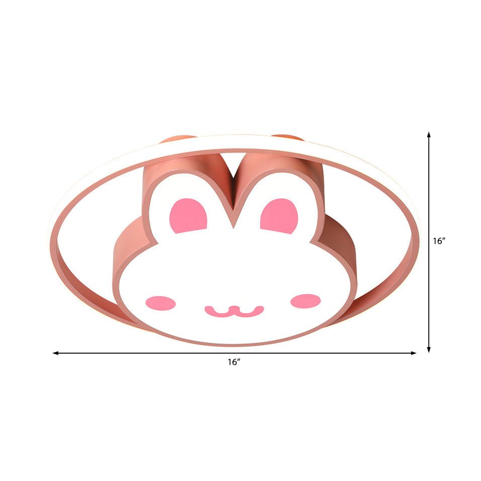 Lampada da incasso a LED in acrilico stile cartoon per camera da letto dal design di coniglio con anello in metallo in rosa