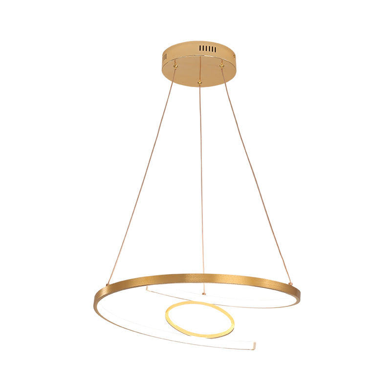 18 "/23.5" brede draai kroonluchter lamp Moderne acryl LED Goudhangende hanglamp in wit/warm licht voor woonkamer
