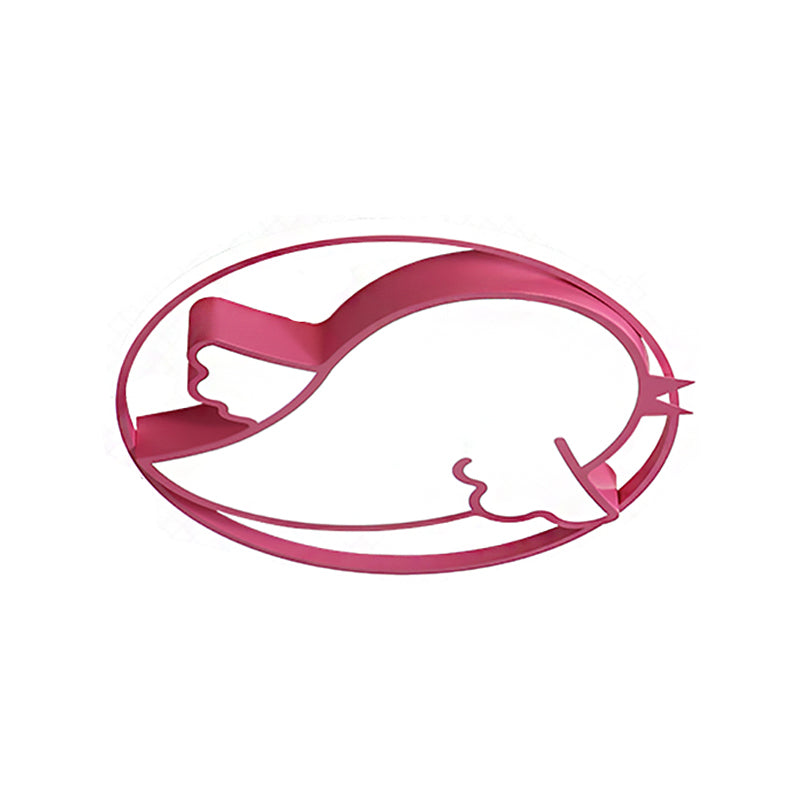 Bird Shaped Flushmount Light Kids Acrylic LED Blue/Pink Ceiling Light Fixture with Metal Ring for Child Bedroom