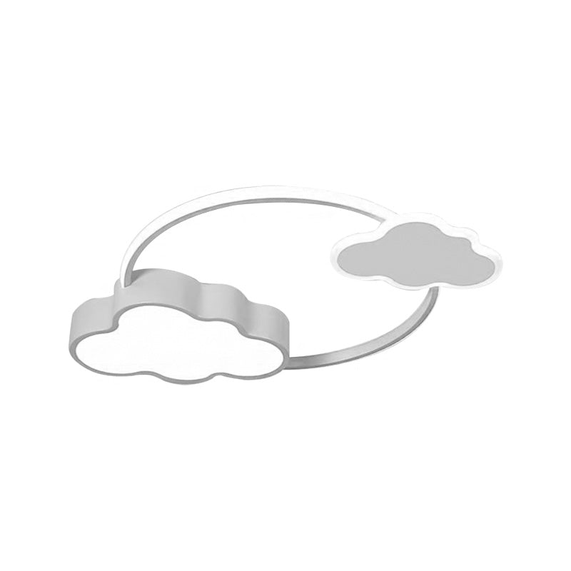 Plafonnier annulaire rose/blanc, moderne et élégant, éclairage LED en aluminium et acrylique, avec décoration nœud papillon/nuage