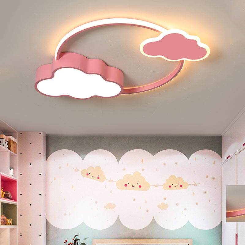 Rosa/Weiß Ring Flush Licht Moderne stilvolle LED Aluminium und Acryl Flush Mount Beleuchtung mit Bowknot/Cloud Dekoration