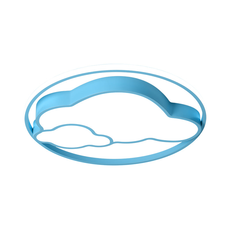 Contemporary Cloud Shade Flush Pendant Light Acrylic LED Child Bedroom Blue/Pink Ceiling Lamp in Warm/White Light