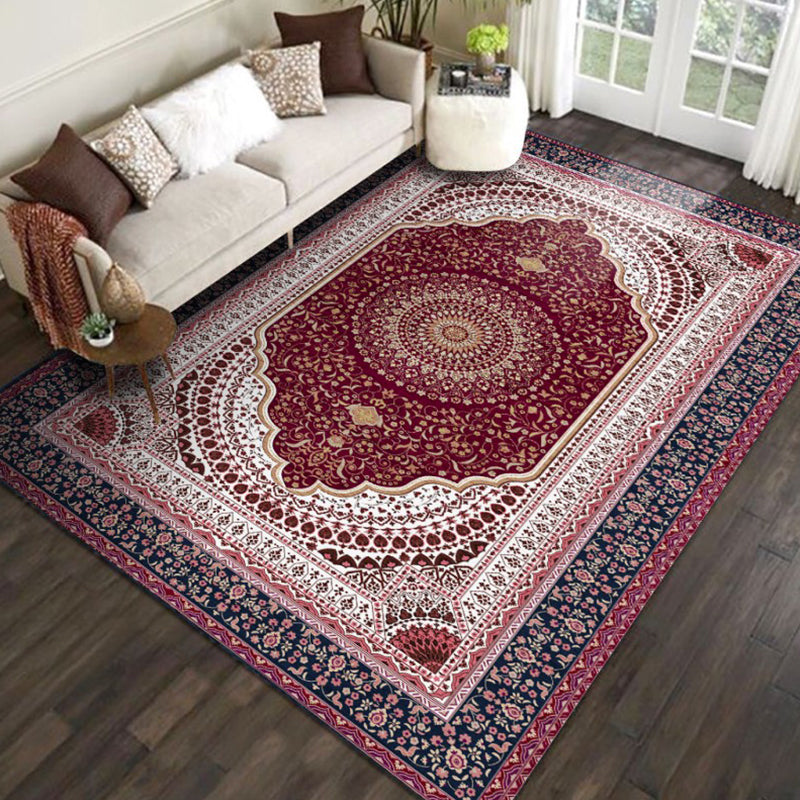 Vintage Digital Printing Geometric Rug Multicolor Boho Chic Carpet Synthetics Stain Resistant Anti-Slip Pet Friendly Rug for Home