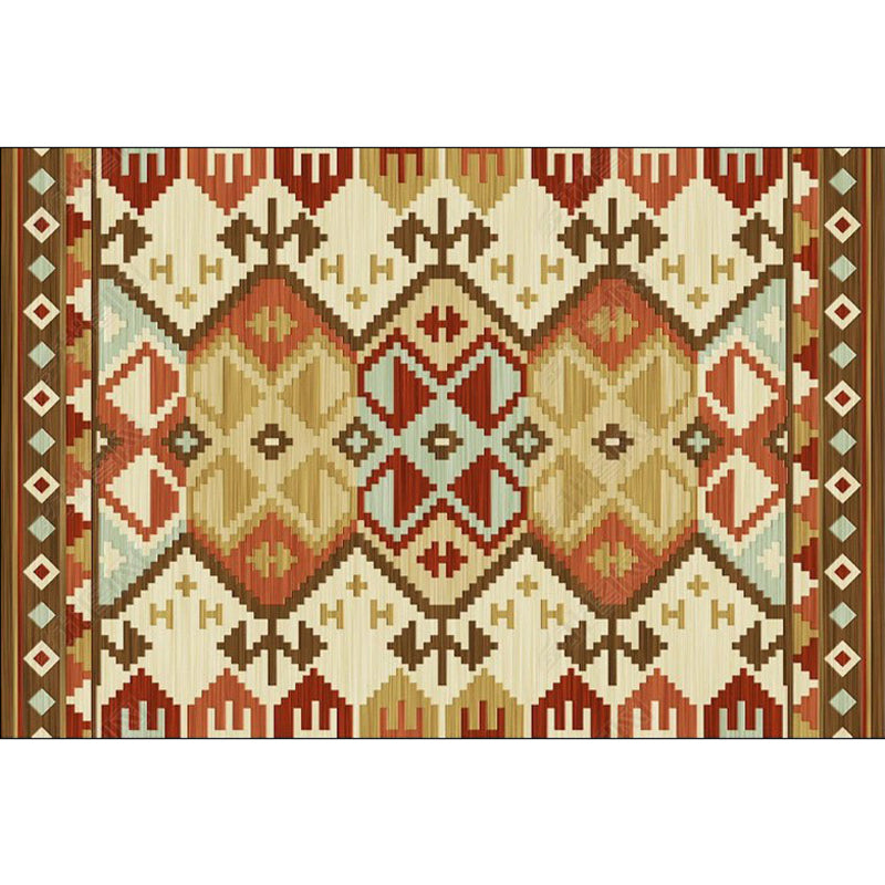 Vintage Digital Printing Geometric Rug Multicolor Boho Chic Carpet Synthetics Stain Resistant Anti-Slip Pet Friendly Rug for Home