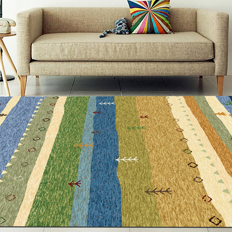 Multi Color Bohemian Rug Polypropylene Colorblock Tribal Print Rug Machine Washable Anti-Slip Backing Stain Resistant Carpet for Sitting Room