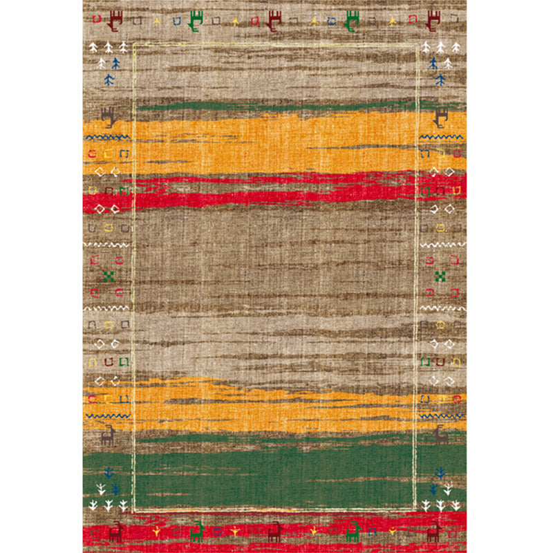 Multi Color Bohemian Rug Polypropylene Colorblock Tribal Print Rug Machine Washable Anti-Slip Backing Stain Resistant Carpet for Sitting Room