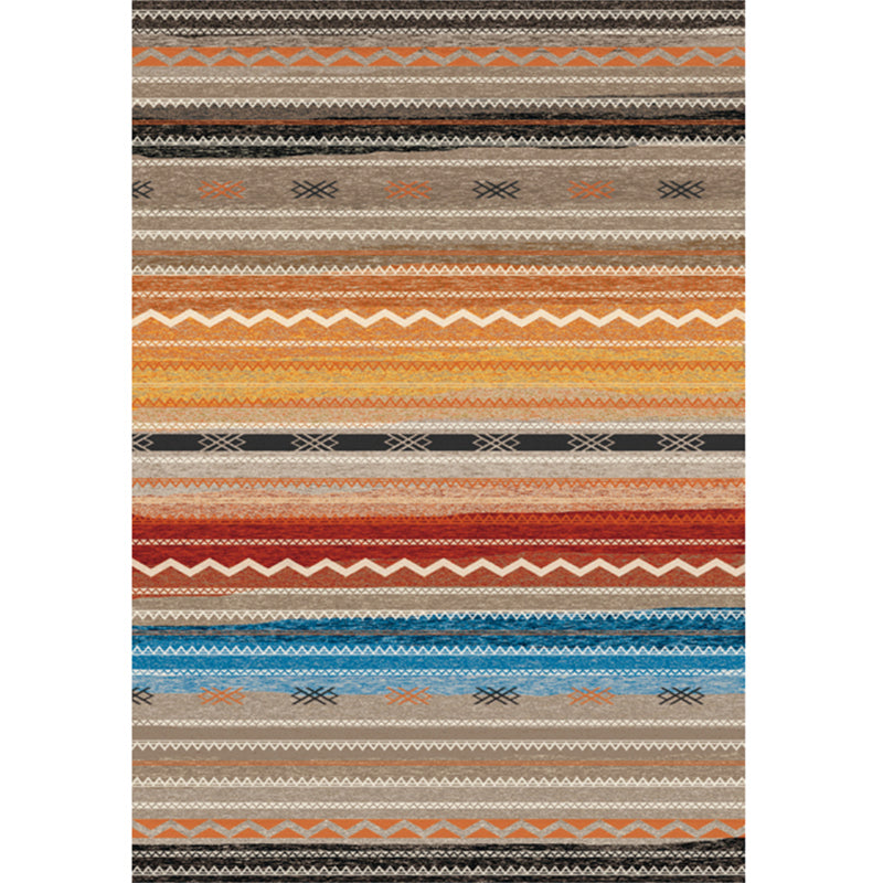Multi Color Bohemian Rug Polypropylene Colorblock Tribal Print Rug Machine Washable Anti-Slip Backing Stain Resistant Carpet for Sitting Room
