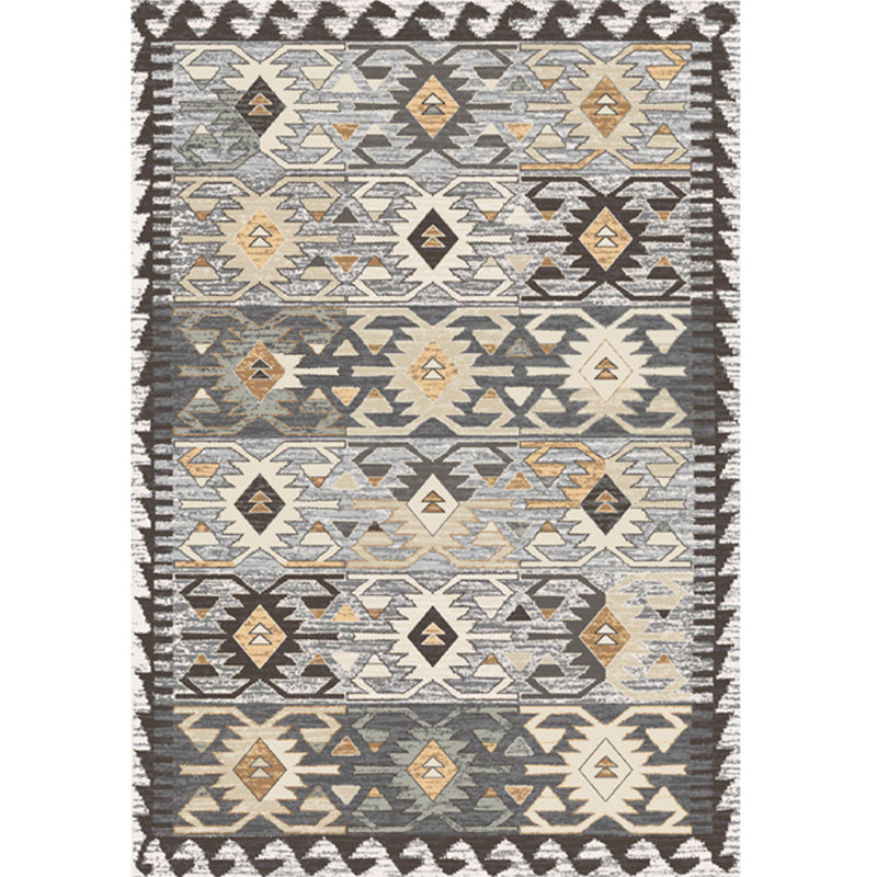 Multi Color Bohemian Rug Polypropylene Colorblock Tribal Print Rug Machine Washable Anti-Slip Backing Stain Resistant Carpet for Sitting Room