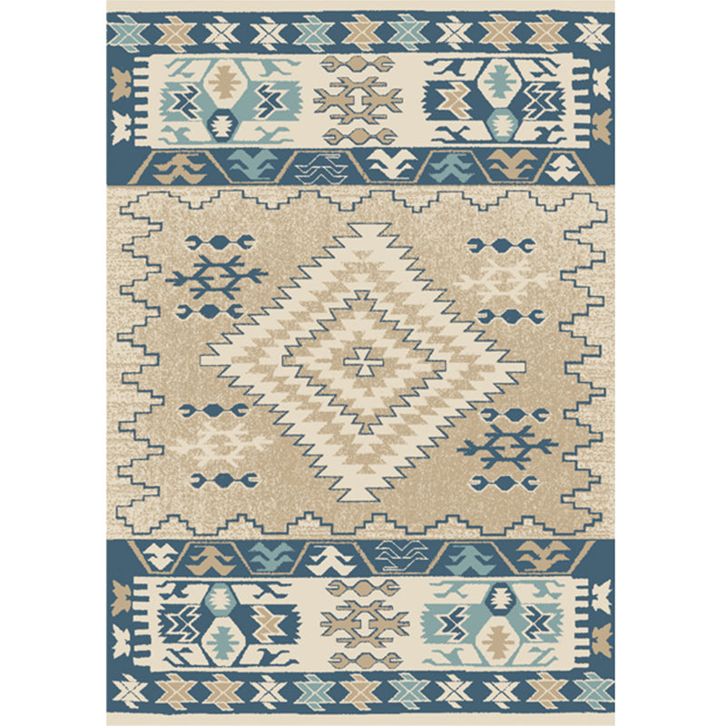 Multi Color Bohemian Rug Polypropylene Colorblock Tribal Print Rug Machine Washable Anti-Slip Backing Stain Resistant Carpet for Sitting Room