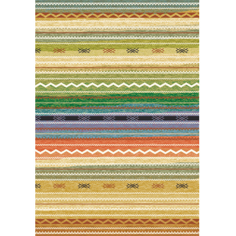 Multi Color Bohemian Rug Polypropylene Colorblock Tribal Print Rug Machine Washable Anti-Slip Backing Stain Resistant Carpet for Sitting Room