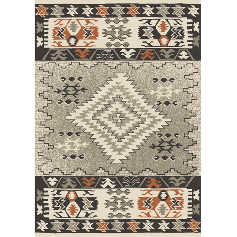 Multi Color Bohemian Rug Polypropylene Colorblock Tribal Print Rug Machine Washable Anti-Slip Backing Stain Resistant Carpet for Sitting Room