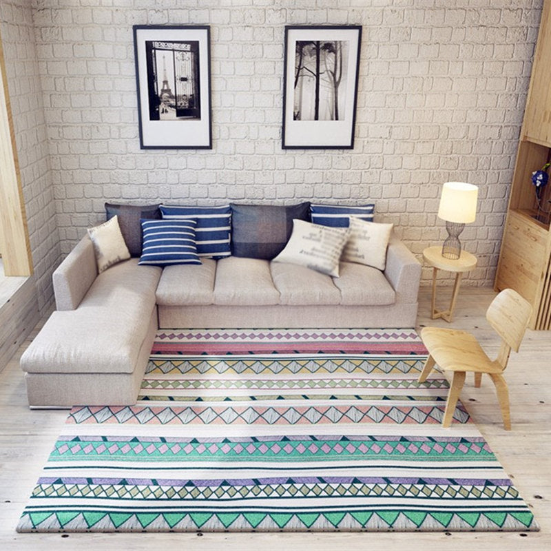Klassiker Multicolor Boho Teppich Polyester Geometrisches Muster Teppich Anti-Rutschmaschine Waschbarer Färbung widerstandsfähiger Teppich für Wohnkultur