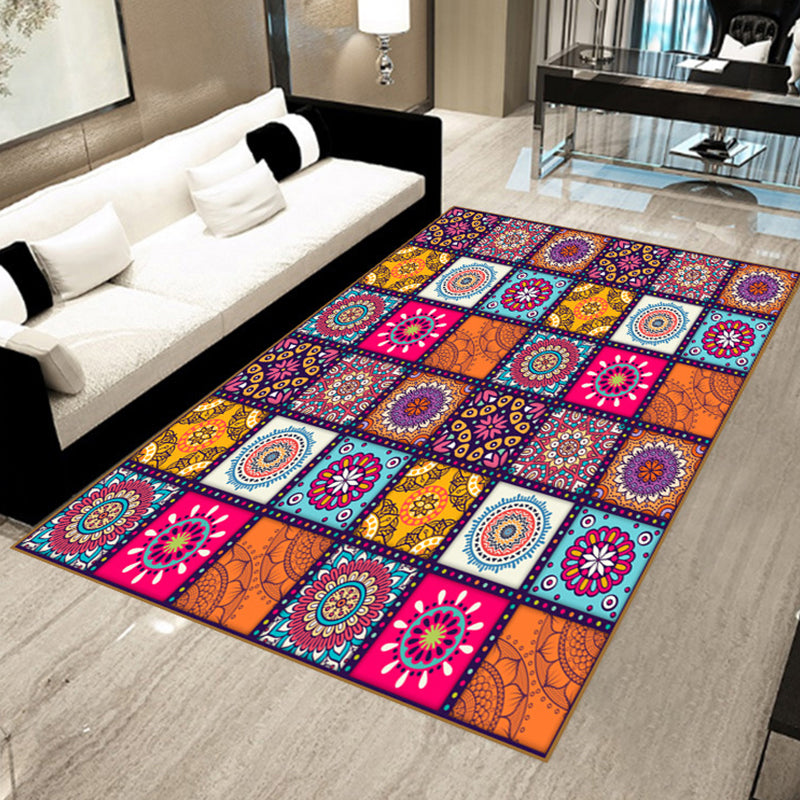 Böhmischer Teppich mit Mosaik-Fliesen-Druck, mehrfarbiger Polypropylen-Teppich, schmutzabweisend, waschbar, rutschfeste Rückseite, Teppich für Heimdekoration