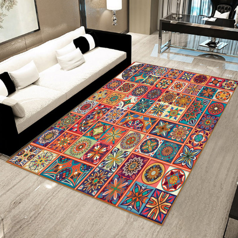 Böhmischer Teppich mit Mosaik-Fliesen-Druck, mehrfarbiger Polypropylen-Teppich, schmutzabweisend, waschbar, rutschfeste Rückseite, Teppich für Heimdekoration