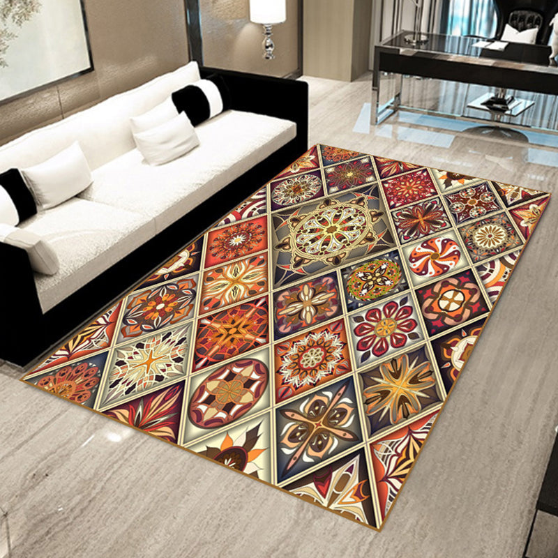 Böhmischer Teppich mit Mosaik-Fliesen-Druck, mehrfarbiger Polypropylen-Teppich, schmutzabweisend, waschbar, rutschfeste Rückseite, Teppich für Heimdekoration