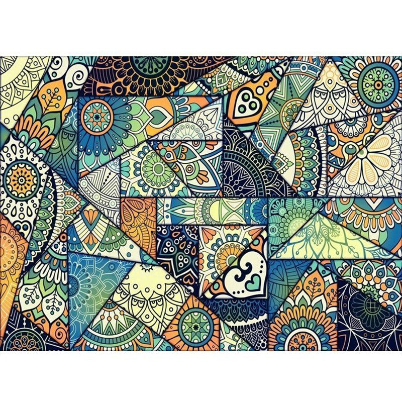 Böhmischer Teppich mit Mosaik-Fliesen-Druck, mehrfarbiger Polypropylen-Teppich, schmutzabweisend, waschbar, rutschfeste Rückseite, Teppich für Heimdekoration