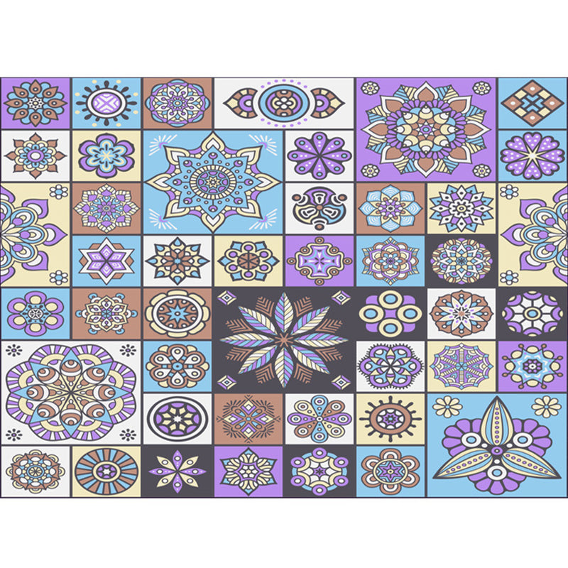 Böhmischer Teppich mit Mosaik-Fliesen-Druck, mehrfarbiger Polypropylen-Teppich, schmutzabweisend, waschbar, rutschfeste Rückseite, Teppich für Heimdekoration