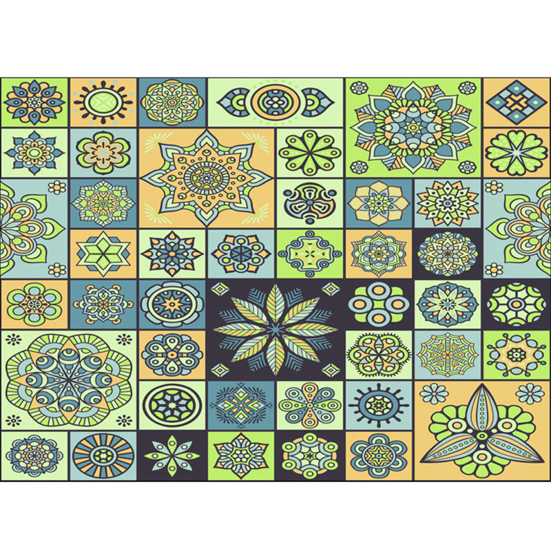 Böhmischer Teppich mit Mosaik-Fliesen-Druck, mehrfarbiger Polypropylen-Teppich, schmutzabweisend, waschbar, rutschfeste Rückseite, Teppich für Heimdekoration