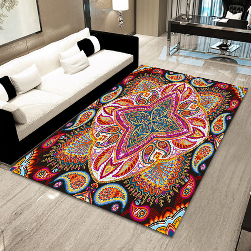 Böhmischer Teppich mit Mosaik-Fliesen-Druck, mehrfarbiger Polypropylen-Teppich, schmutzabweisend, waschbar, rutschfeste Rückseite, Teppich für Heimdekoration
