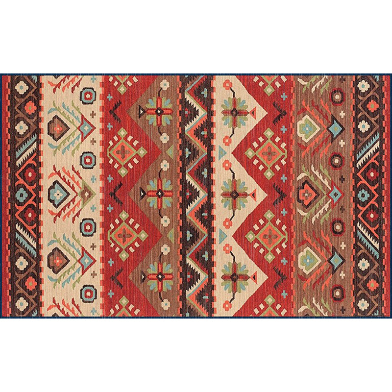 Nostalgie-Teppich mit mehrfarbigem Muster, Polyester, Bohemia-Teppich, rutschfeste Rückseite, schmutzabweisend, waschbarer Teppich für Heimdekoration
