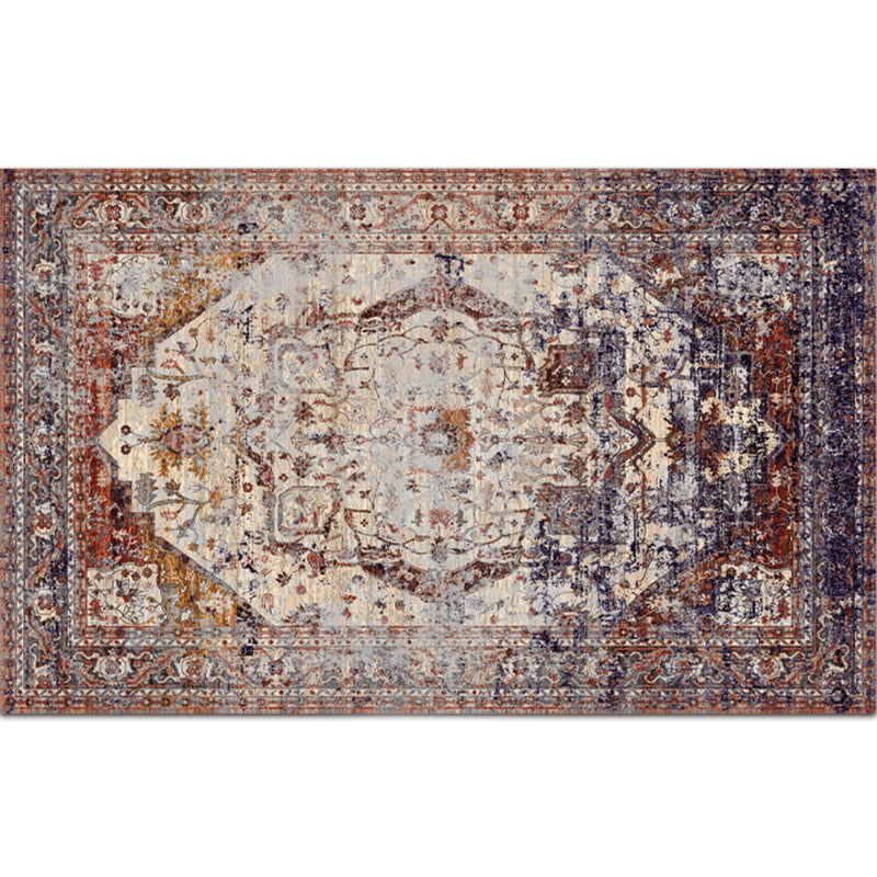 Nostalgie-Teppich mit mehrfarbigem Muster, Polyester, Bohemia-Teppich, rutschfeste Rückseite, schmutzabweisend, waschbarer Teppich für Heimdekoration
