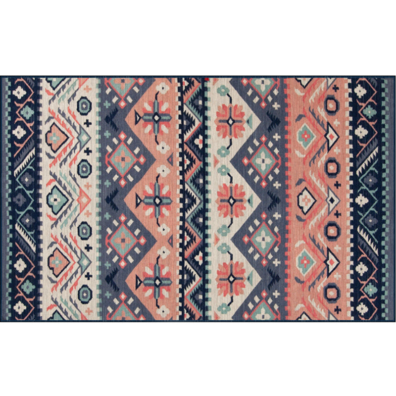 Nostalgie-Teppich mit mehrfarbigem Muster, Polyester, Bohemia-Teppich, rutschfeste Rückseite, schmutzabweisend, waschbarer Teppich für Heimdekoration
