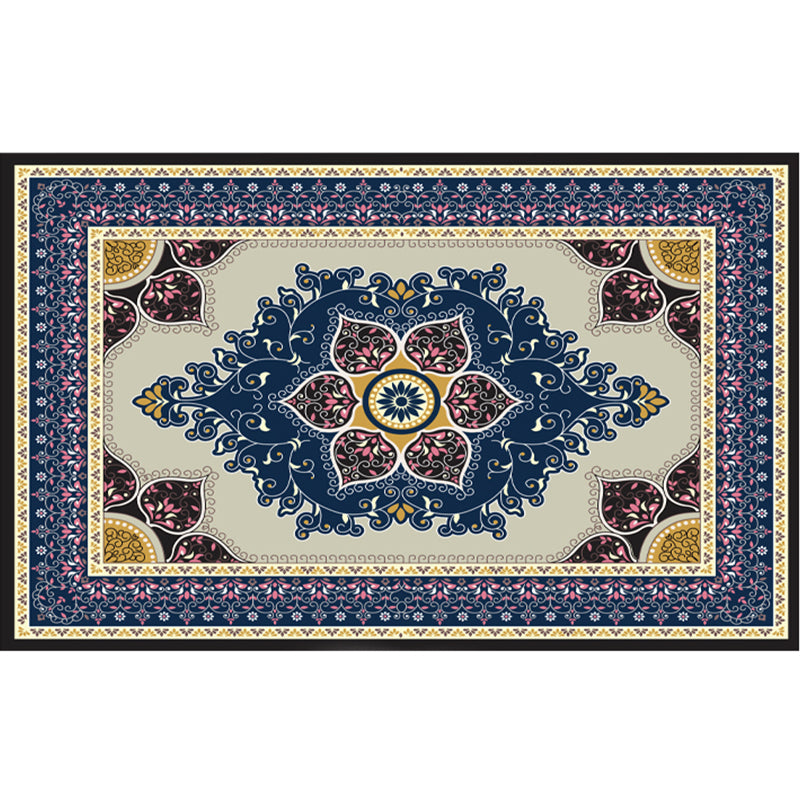 Nostalgie-Teppich mit mehrfarbigem Muster, Polyester, Bohemia-Teppich, rutschfeste Rückseite, schmutzabweisend, waschbarer Teppich für Heimdekoration