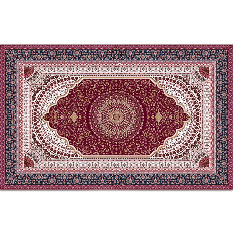 Nostalgie-Teppich mit mehrfarbigem Muster, Polyester, Bohemia-Teppich, rutschfeste Rückseite, schmutzabweisend, waschbarer Teppich für Heimdekoration