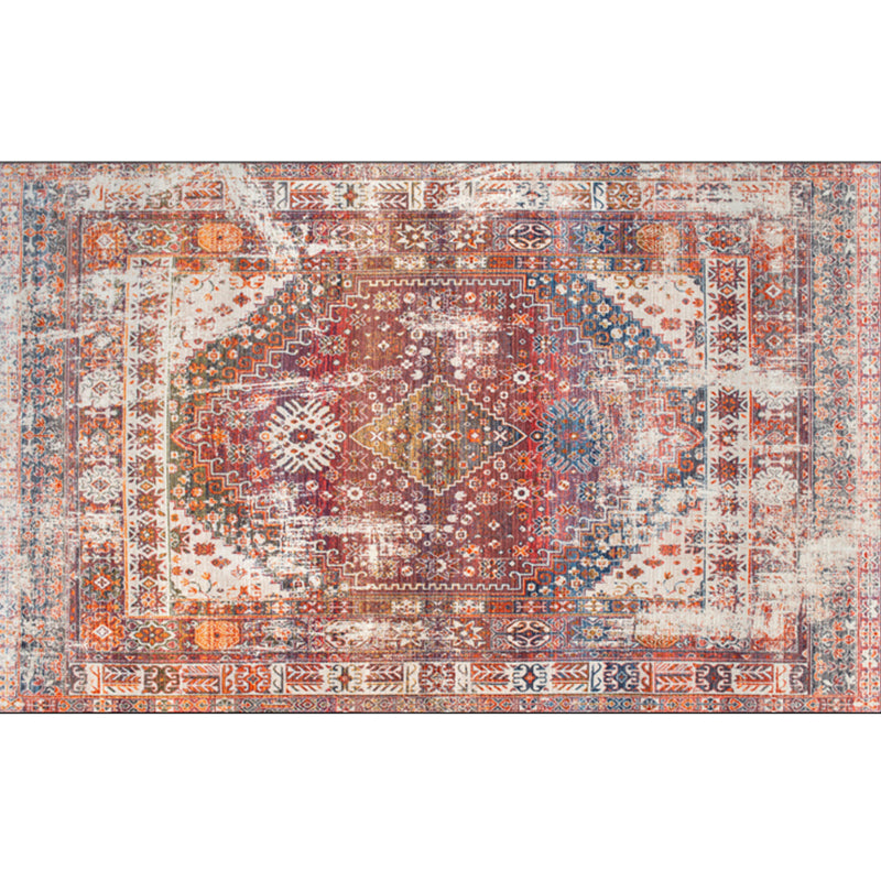 Nostalgie-Teppich mit mehrfarbigem Muster, Polyester, Bohemia-Teppich, rutschfeste Rückseite, schmutzabweisend, waschbarer Teppich für Heimdekoration