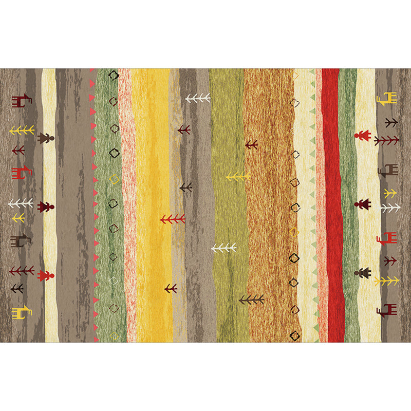 Nostalgie-Teppich mit mehrfarbigem Muster, Polyester, Bohemia-Teppich, rutschfeste Rückseite, schmutzabweisend, waschbarer Teppich für Heimdekoration
