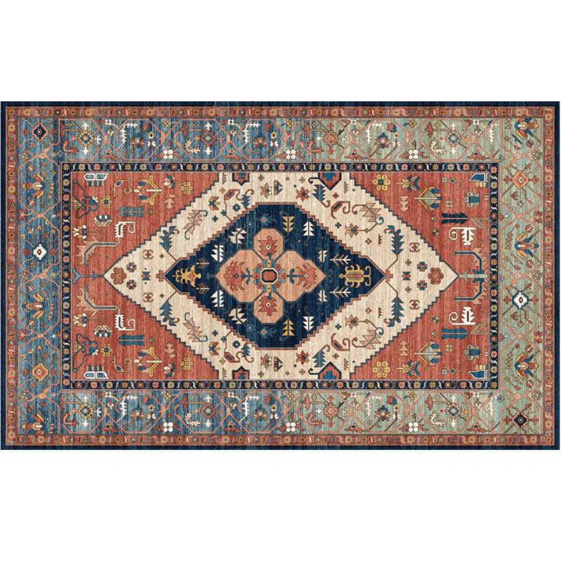 Nostalgie-Teppich mit mehrfarbigem Muster, Polyester, Bohemia-Teppich, rutschfeste Rückseite, schmutzabweisend, waschbarer Teppich für Heimdekoration
