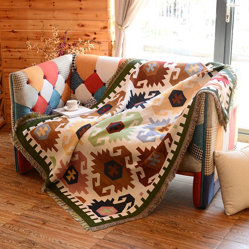 Tapis en tricot géométrique vert