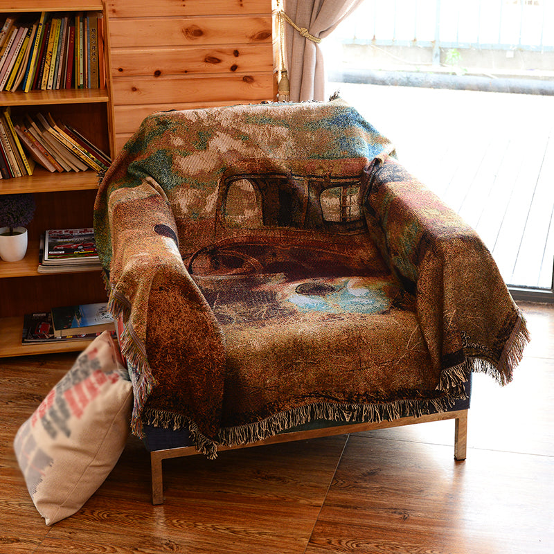 Tapis en tricot géométrique vert