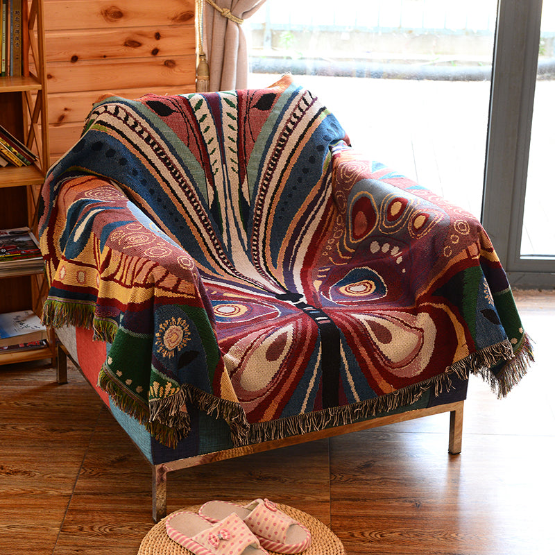 Tapis en tricot géométrique vert