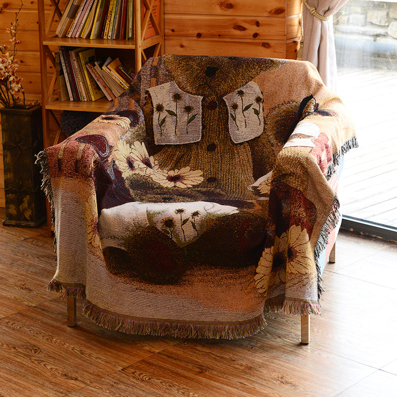 Tapis en tricot géométrique vert