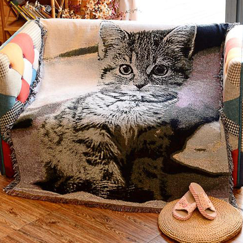 Tapis en tricot géométrique vert