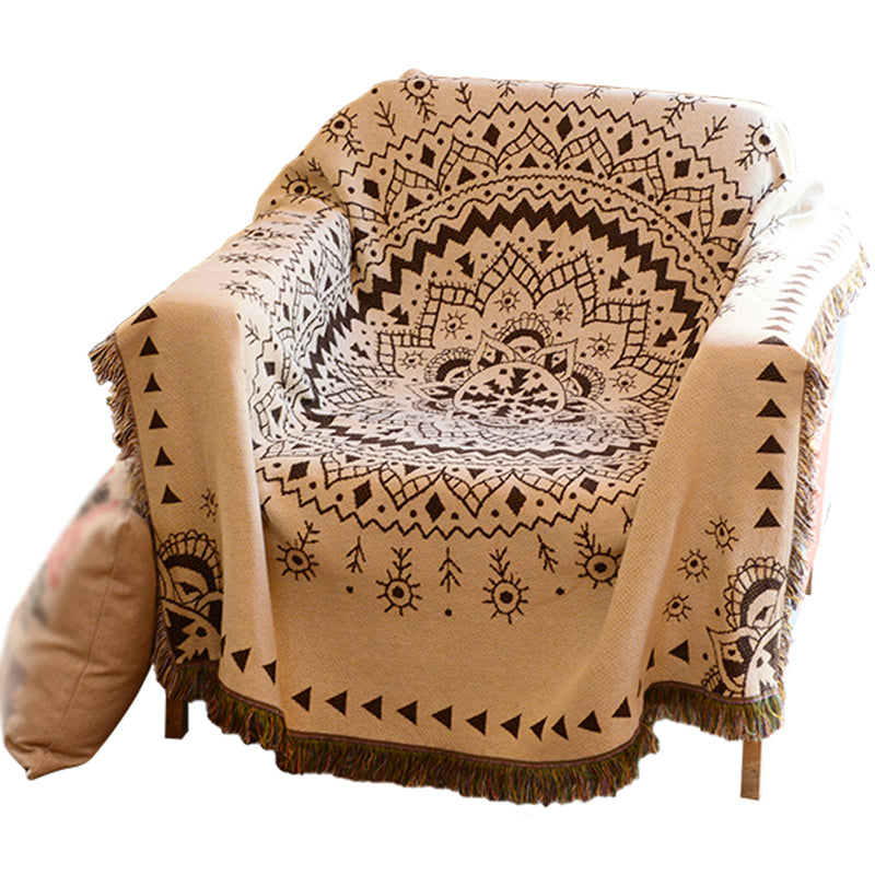 Tapis d'impression ethnique Mandala Black Bohemian Carpet Coton Machine Wash Tap pour décoration domestique