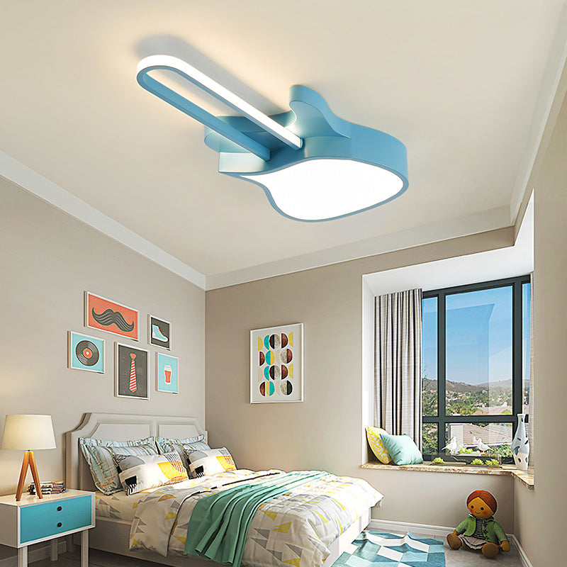23"/26" W Gitaarvorm Inbouwverlichting Cartoon Acryl LED Blauw/Roze Plafondlamp voor Slaapkamer, Warm/Wit Licht
