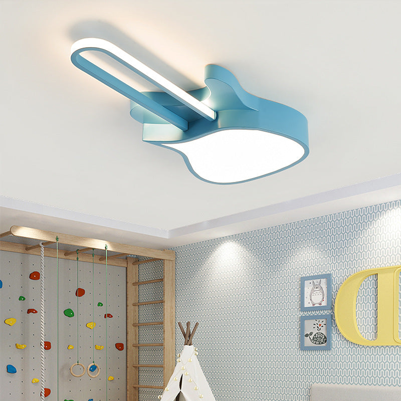 23"/26" W Gitaarvorm Inbouwverlichting Cartoon Acryl LED Blauw/Roze Plafondlamp voor Slaapkamer, Warm/Wit Licht