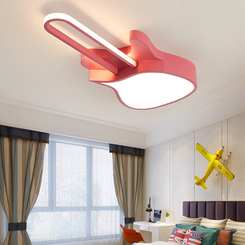 23"/26" W Gitaarvorm Inbouwverlichting Cartoon Acryl LED Blauw/Roze Plafondlamp voor Slaapkamer, Warm/Wit Licht