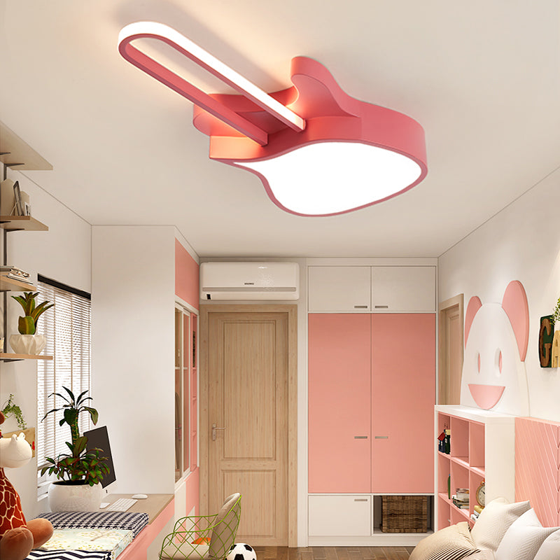 23"/26" W Gitaarvorm Inbouwverlichting Cartoon Acryl LED Blauw/Roze Plafondlamp voor Slaapkamer, Warm/Wit Licht