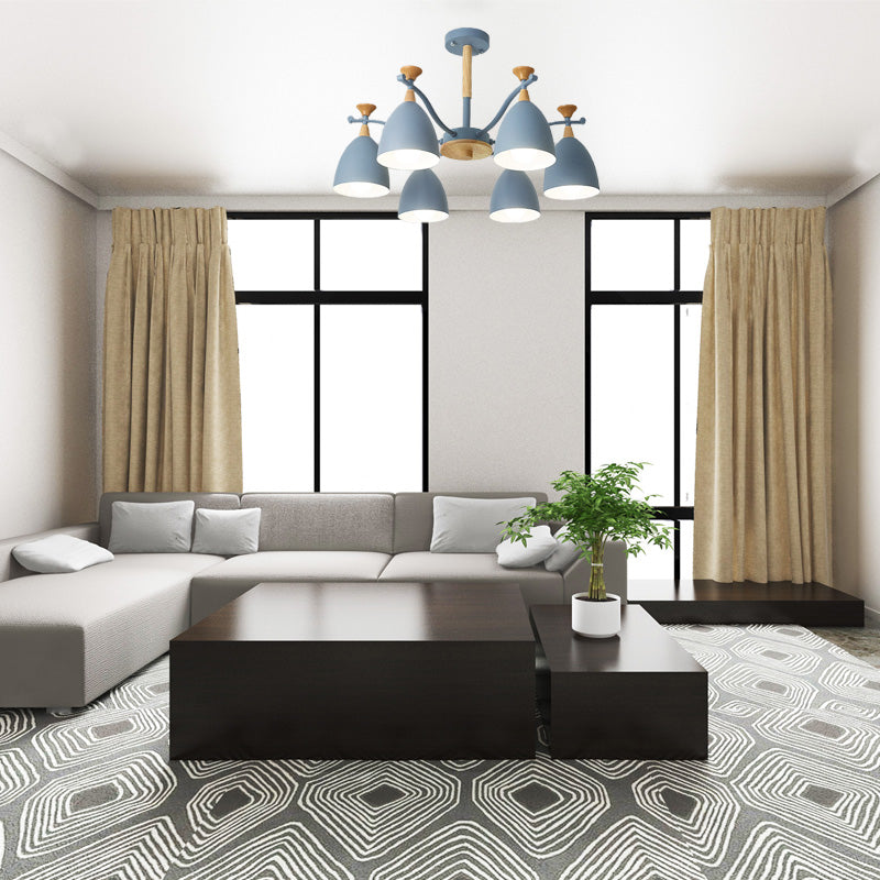 Zeitgenössischer Kegel Kronleuchter Anhänger Leuchtmetall 3/6/8 Lichter hängen Deckenleucht