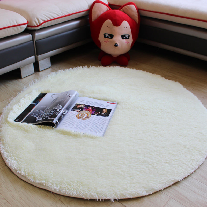 Fluffy Multicolor Plain Rug Synthetics Casual Carpet Non-Slip Backing Machine Washable Rug for Living Room