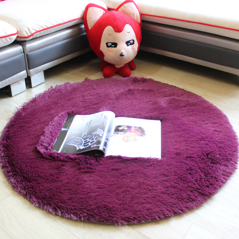 Fluffy Multicolor Plain Rug Synthetics Casual Carpet Non-Slip Backing Machine Washable Rug for Living Room