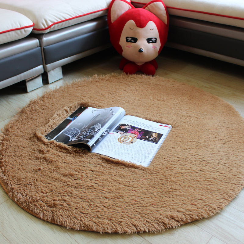 Fluffy Multicolor Plain Rug Synthetics Casual Carpet Non-Slip Backing Machine Washable Rug for Living Room