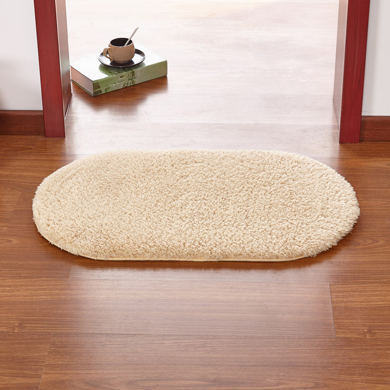 Multicolor Front Door Rug Casual Plain Carpet Faux Wool Anti-Slip Backing Handmade Rug